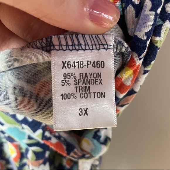 Loveappella Navy Blue Purple White Floral Faux Wrap Elastic Waist Jumpsuit Sz 3X - Picture 5 of 8